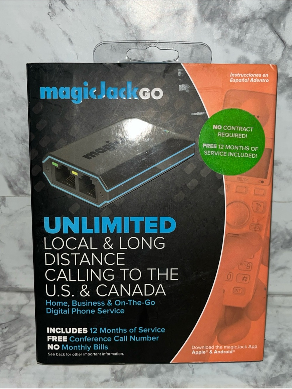 Magic Jack Go VOIP Phone Adapter Home and On-The-Go Digital Phone Service Sealed